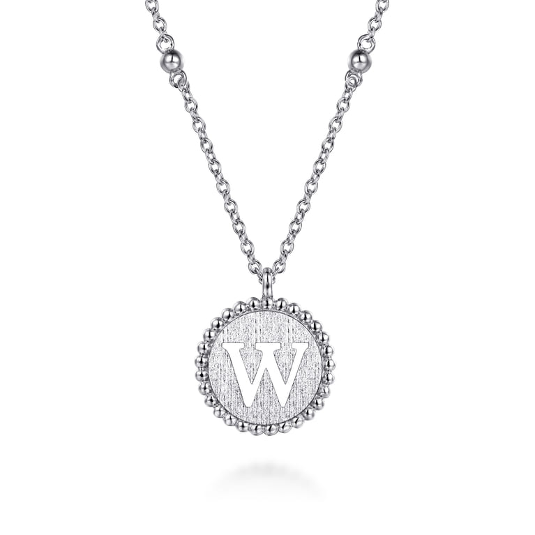 925 Sterling Silver Bujukan Initial W Medallion Pendant Necklace - Shot 1