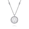 925 Sterling Silver Bujukan Initial W Medallion Pendant Necklace