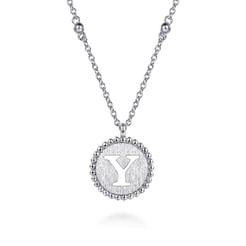 925 Sterling Silver Bujukan Initial Y Medallion Pendant Necklace