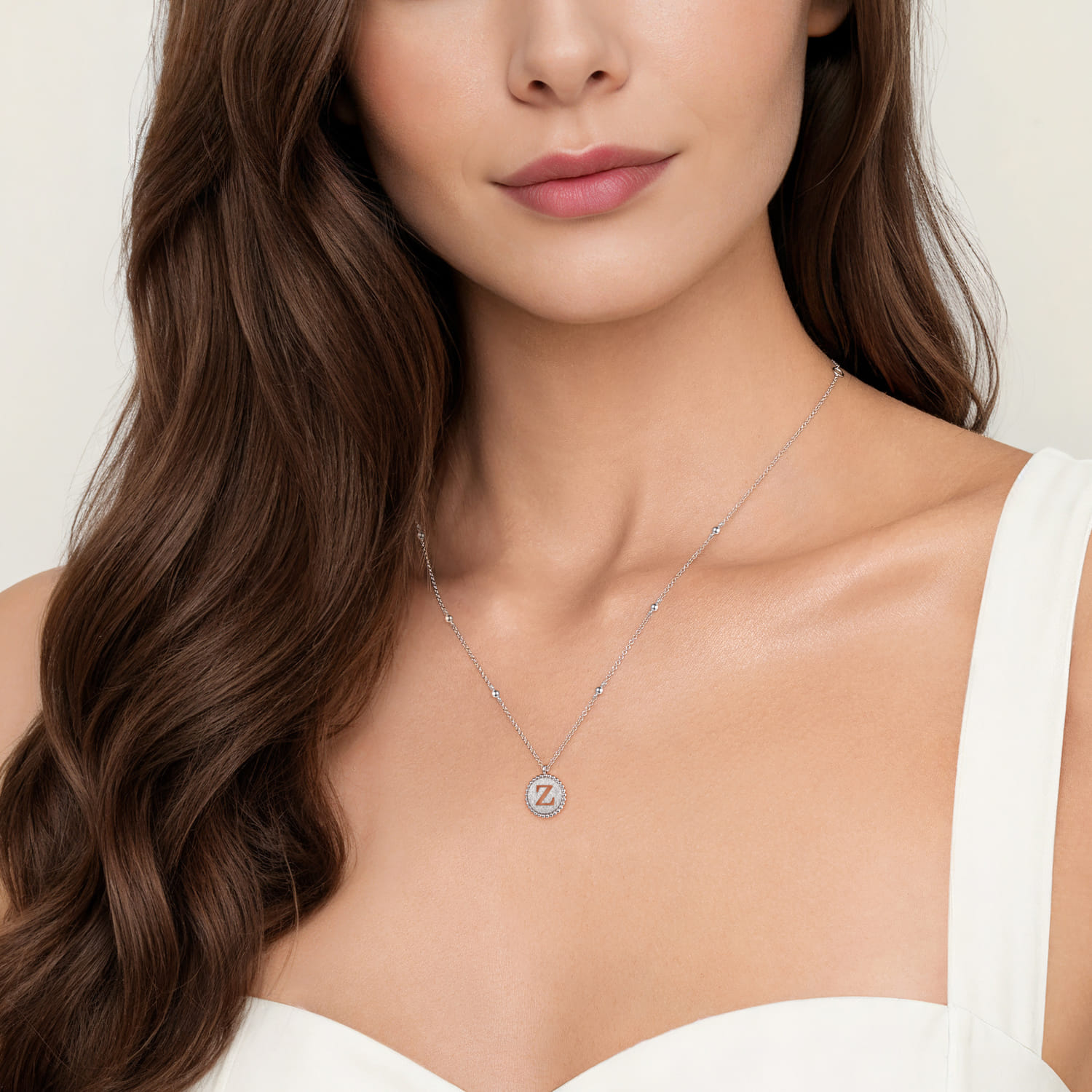 925 Sterling Silver Bujukan Initial Z Medallion Pendant Necklace - Shot 3