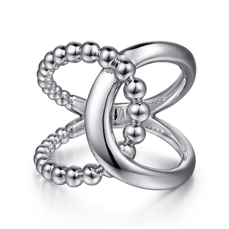 925 Sterling Silver Bujukan Interlocking Wide Band Ring - Shot 1