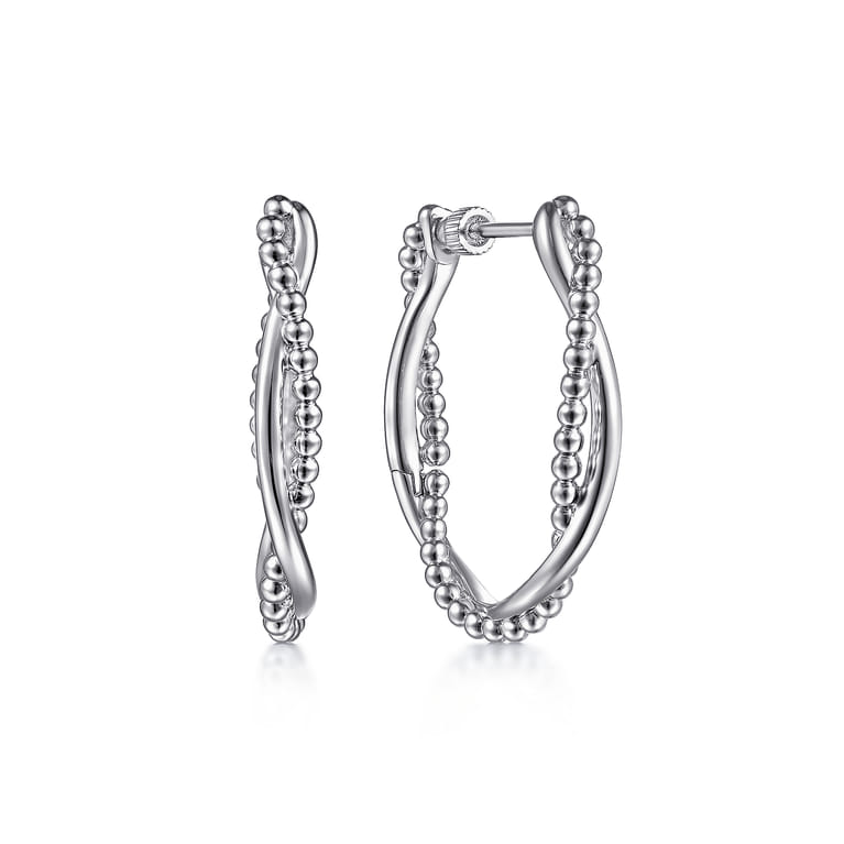 925 Sterling Silver Bujukan Intricate 30mm Hoop Earrings - Shot 1