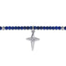 925 Sterling Silver Bujukan Lapis Bead and White Sapphire Cross Charm Bracelet