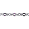 925 Sterling Silver Bujukan Link Chain Bracelet with Black and Purple Enamel