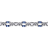 925 Sterling Silver Bujukan Link Chain Bracelet with Chrome Blue and Baby Blue Enamel