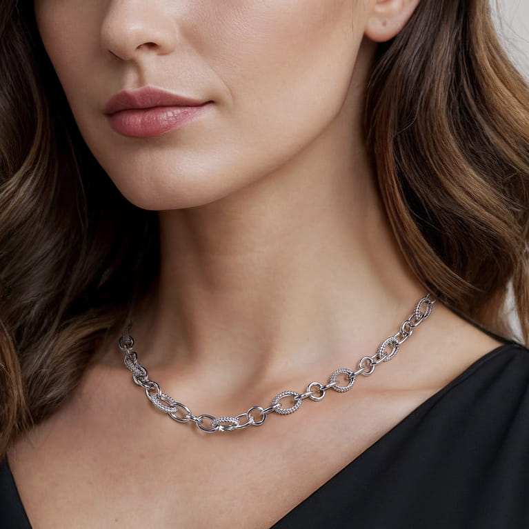 925 Sterling Silver Bujukan Link Chain Necklace - Shot 4