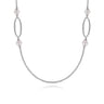 925 Sterling Silver Bujukan Link and Pearl Station Necklace