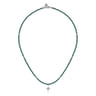 925 Sterling Silver Bujukan Malachite Bead and White Sapphire Cross Charm Necklace