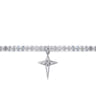 925 Sterling Silver Bujukan Moon Stone Bead and White Sapphire Cross Charm Bracelet