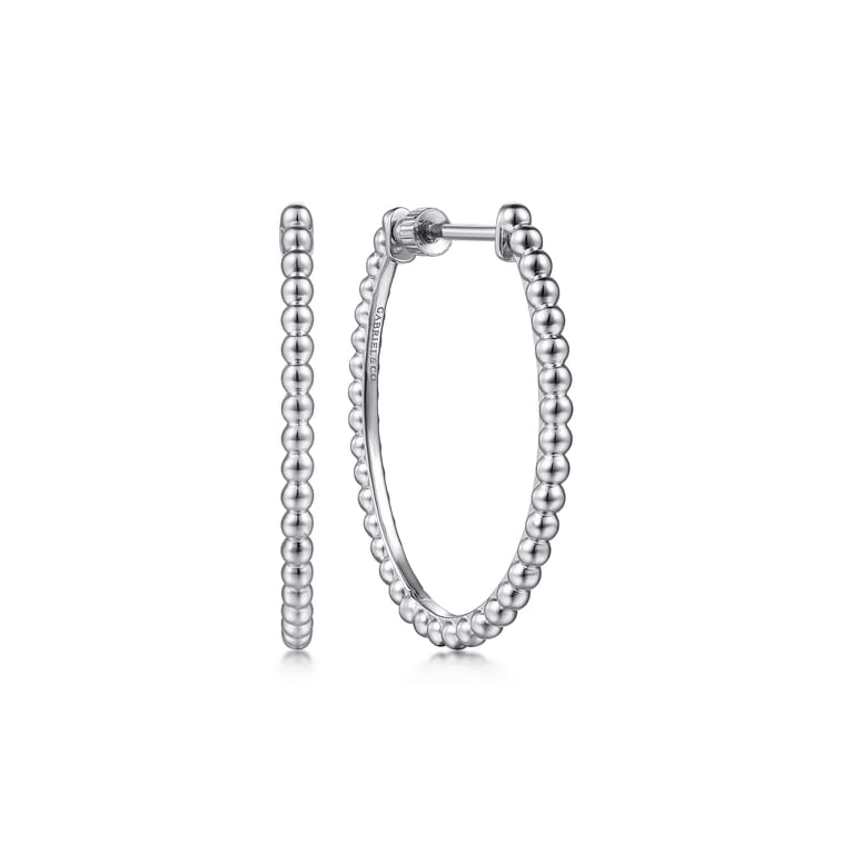 925 Sterling Silver Bujukan Oval Classic 30mm Hoop Earrings - Shot 1