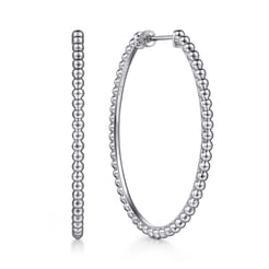 925 Sterling Silver Bujukan Oval Classic 50mm Hoop Earrings