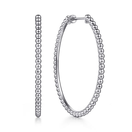 925 Sterling Silver Bujukan Oval Classic 50mm Hoop Earrings