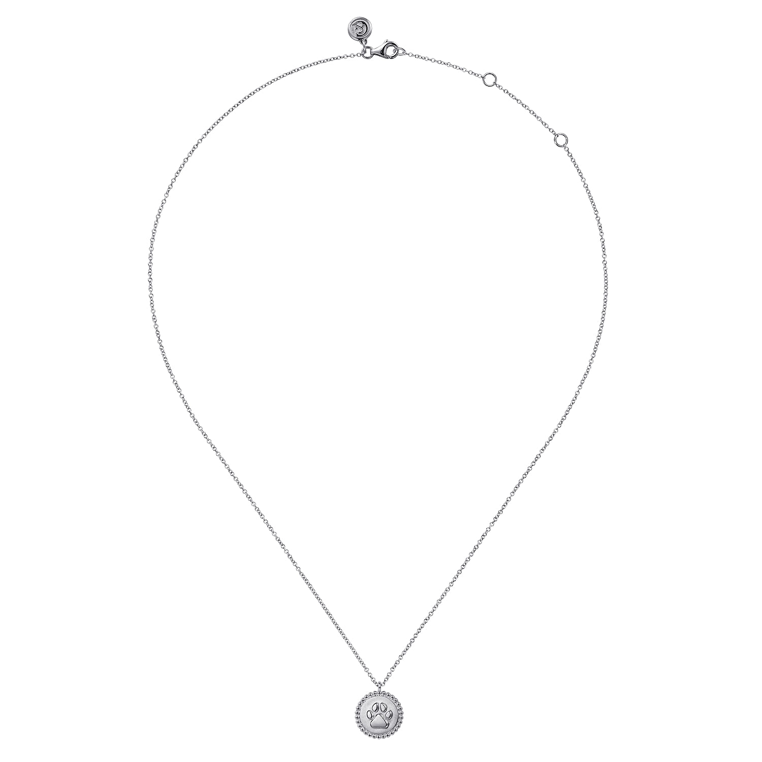 925 Sterling Silver Bujukan Paw Print Pendant Necklace - Shot 2