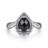 925 Sterling Silver Bujukan Pear Shape Onyx Chevron Ring