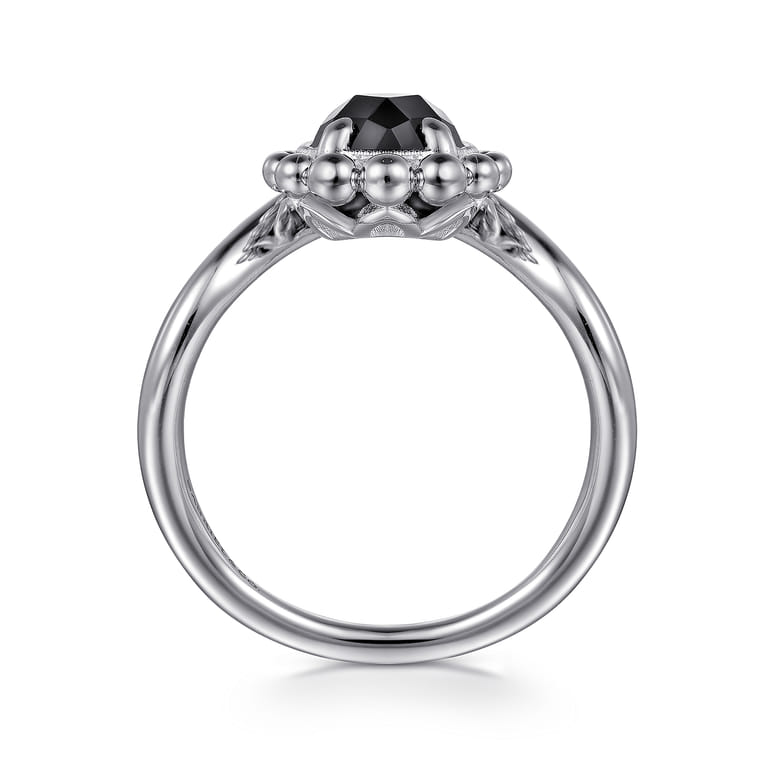 925 Sterling Silver Bujukan Pear Shape Onyx Chevron Ring - Shot 2