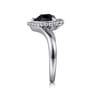 925 Sterling Silver Bujukan Pear Shape Onyx Chevron Ring