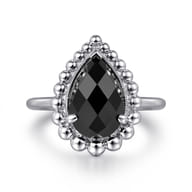 925 Sterling Silver Bujukan Pear Shape Onyx Lady's Ring