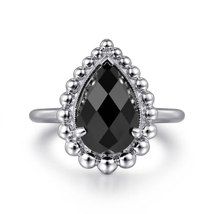 925 Sterling Silver Bujukan Pear Shape Onyx Lady's Ring
