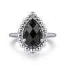 925 Sterling Silver Bujukan Pear Shape Onyx Lady's Ring