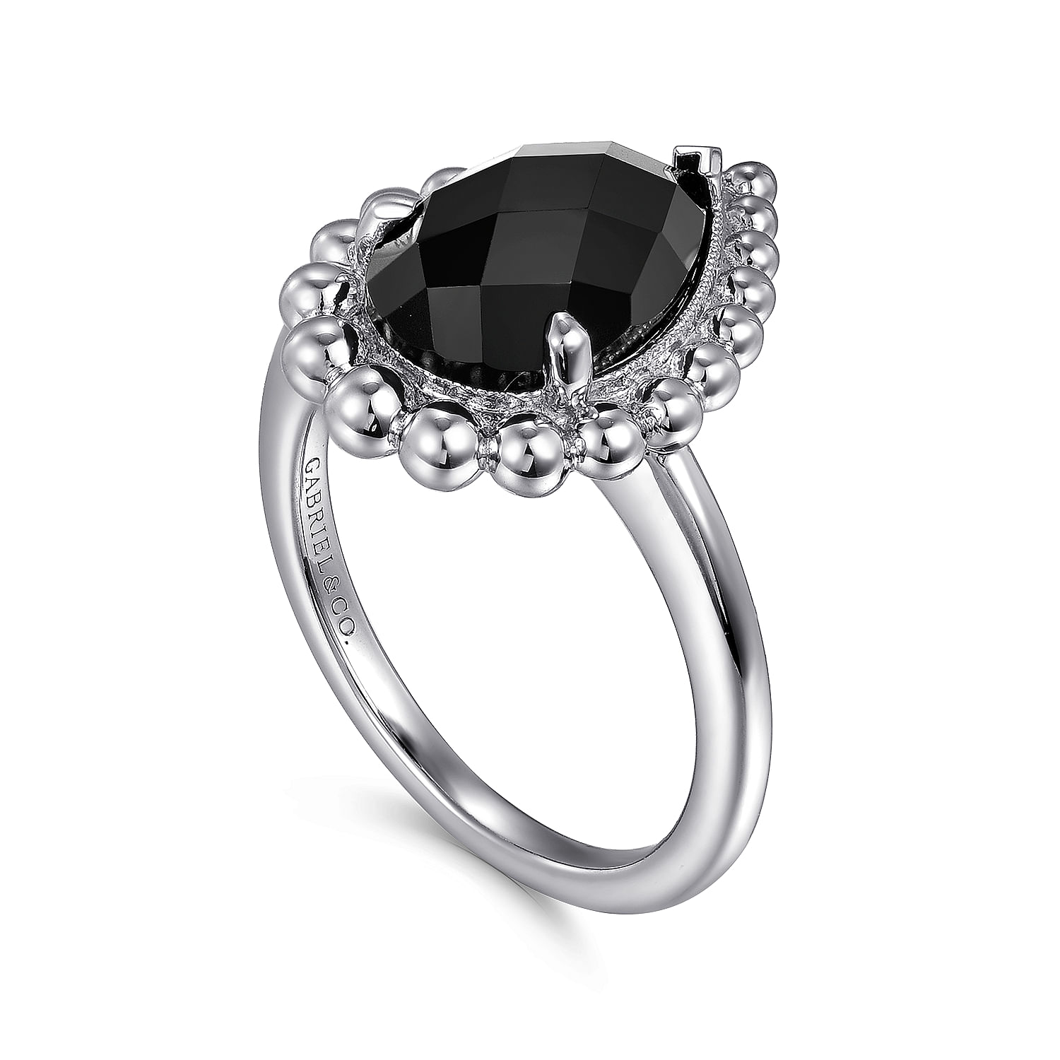 925 Sterling Silver Bujukan Pear Shape Onyx Lady's Ring