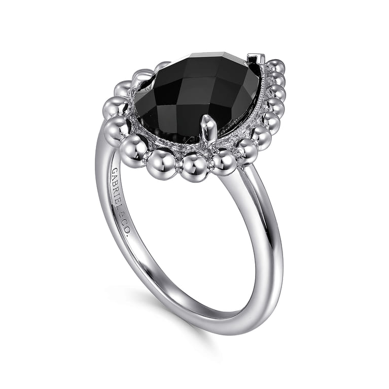 925 Sterling Silver Bujukan Pear Shape Onyx Lady's Ring - Shot 3