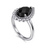 925 Sterling Silver Bujukan Pear Shape Onyx Lady's Ring