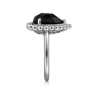 925 Sterling Silver Bujukan Pear Shape Onyx Lady's Ring