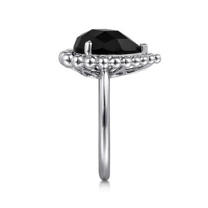 925 Sterling Silver Bujukan Pear Shape Onyx Lady's Ring