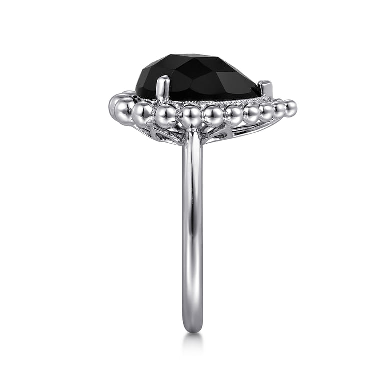 925 Sterling Silver Bujukan Pear Shape Onyx Lady's Ring - Shot 4