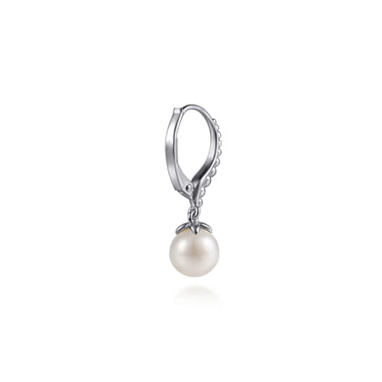 925 Sterling Silver Bujukan Pearl Lever Back Drop Earrings