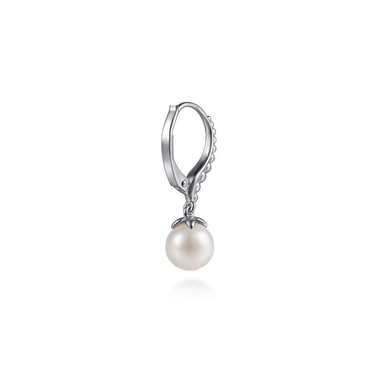 925 Sterling Silver Bujukan Pearl Lever Back Drop Earrings - Shot 2