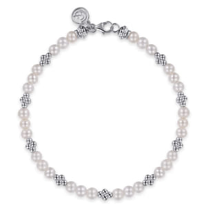 925 Sterling Silver Bujukan Pearl Station Bracelet