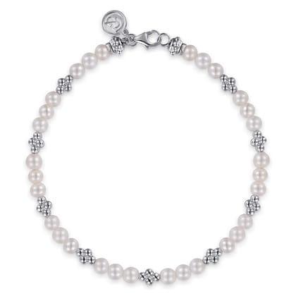 925 Sterling Silver Bujukan Pearl Station Bracelet