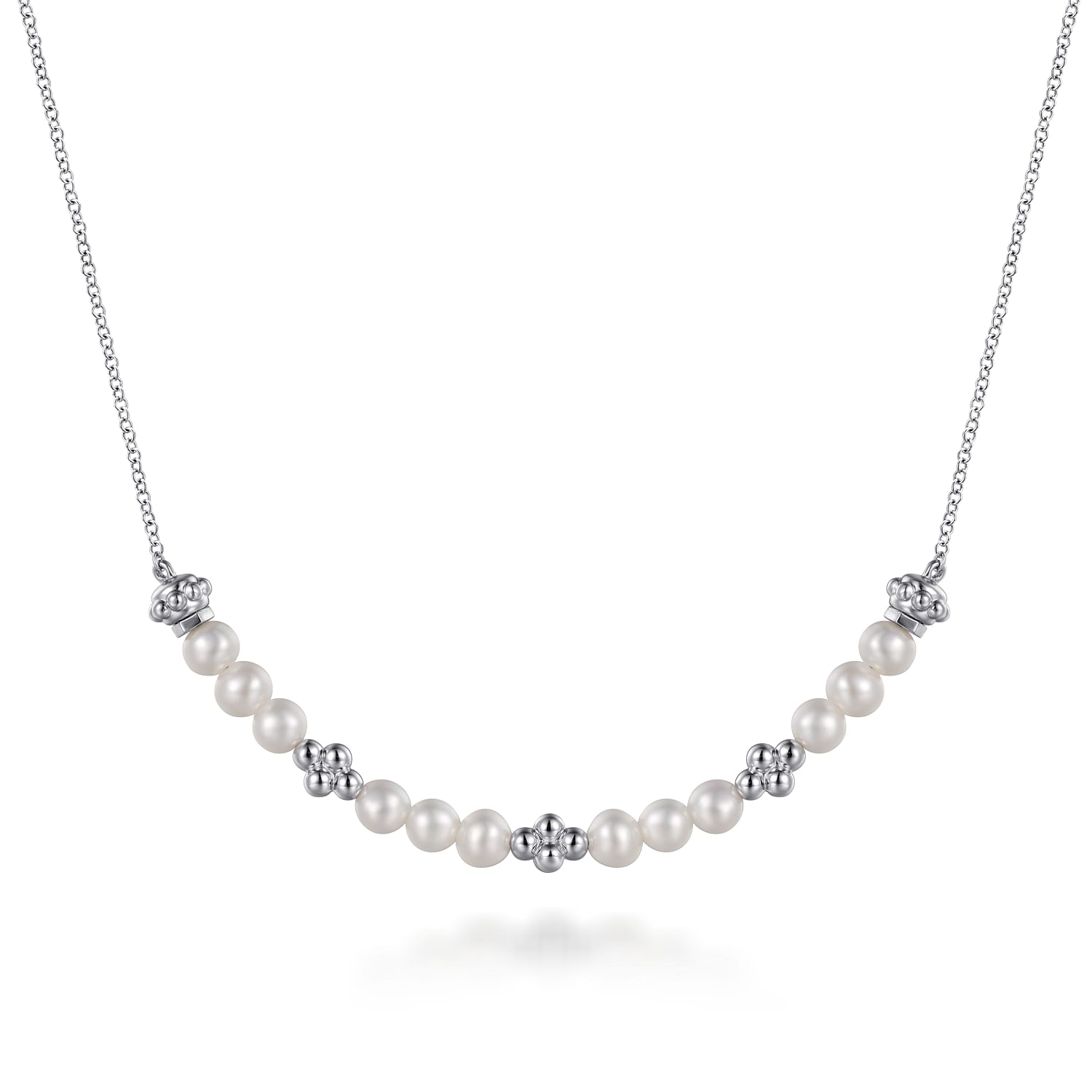 925 Sterling Silver Bujukan Pearl Station Necklace
