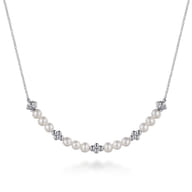 925 Sterling Silver Bujukan Pearl Station Necklace