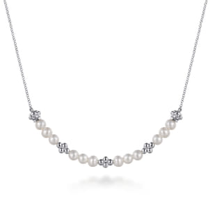 925 Sterling Silver Bujukan Pearl Station Necklace