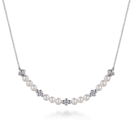925 Sterling Silver Bujukan Pearl Station Necklace