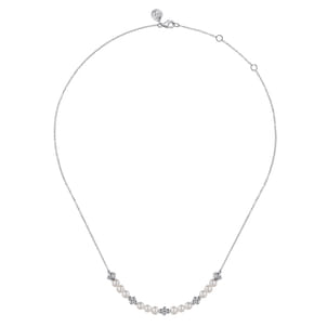 925 Sterling Silver Bujukan Pearl Station Necklace