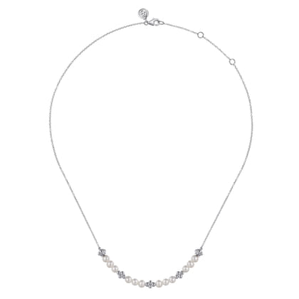 925 Sterling Silver Bujukan Pearl Station Necklace