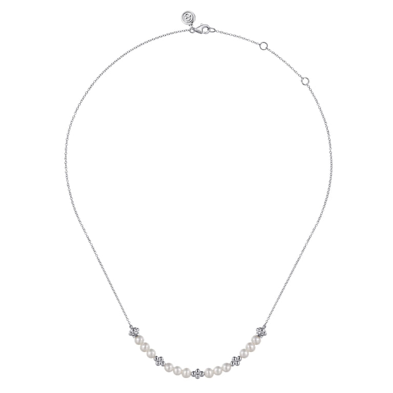 925 Sterling Silver Bujukan Pearl Station Necklace - Shot 2