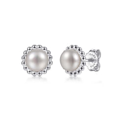 925 Sterling Silver Bujukan Pearl Stud Earrings