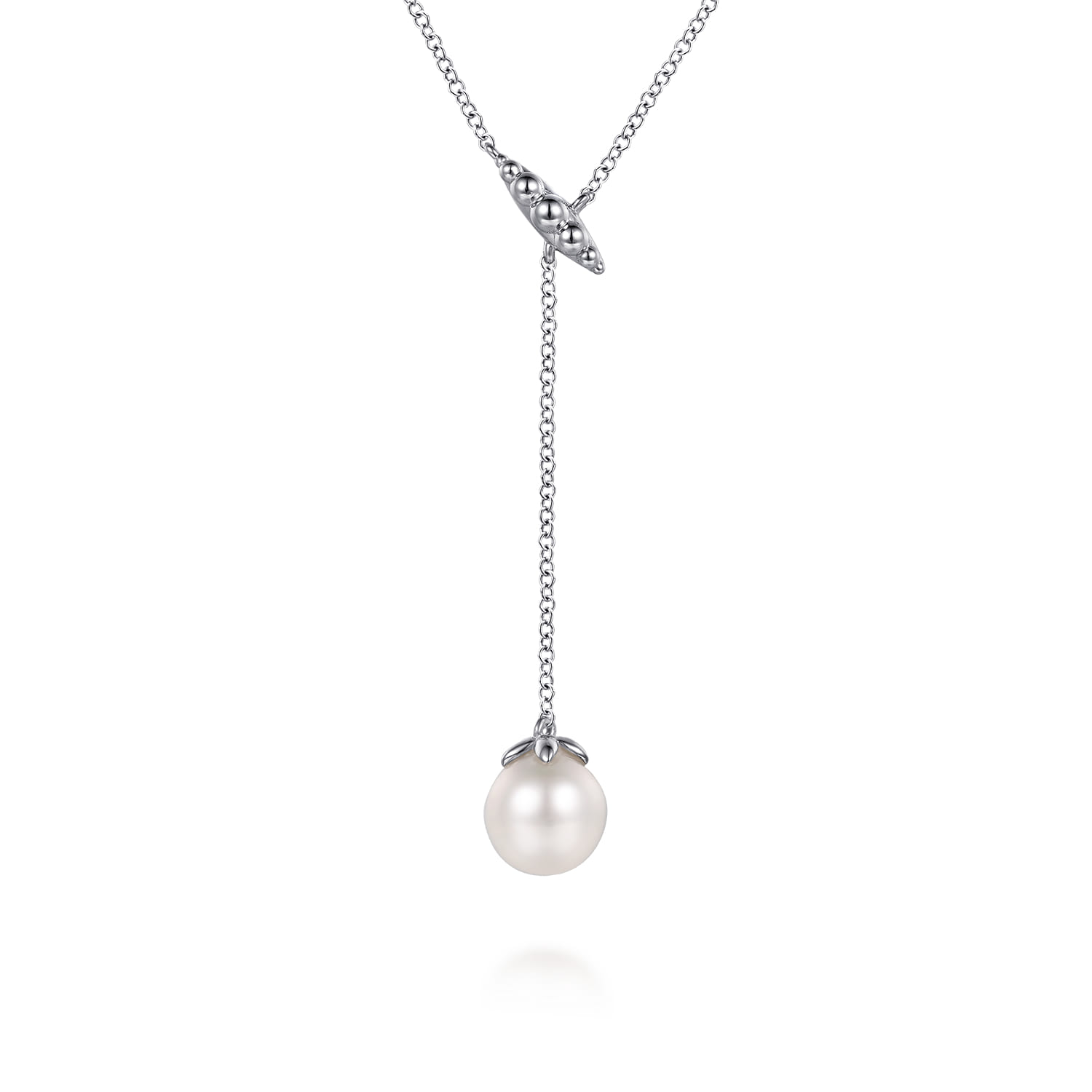 925 Sterling Silver Bujukan Pearl Y Necklace - Shot 1