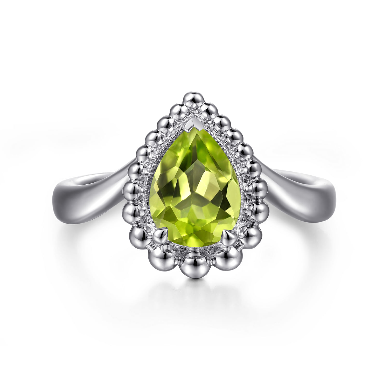 925 Sterling Silver Bujukan Peridot Chevron Ring