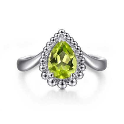 925 Sterling Silver Bujukan Peridot Chevron Ring