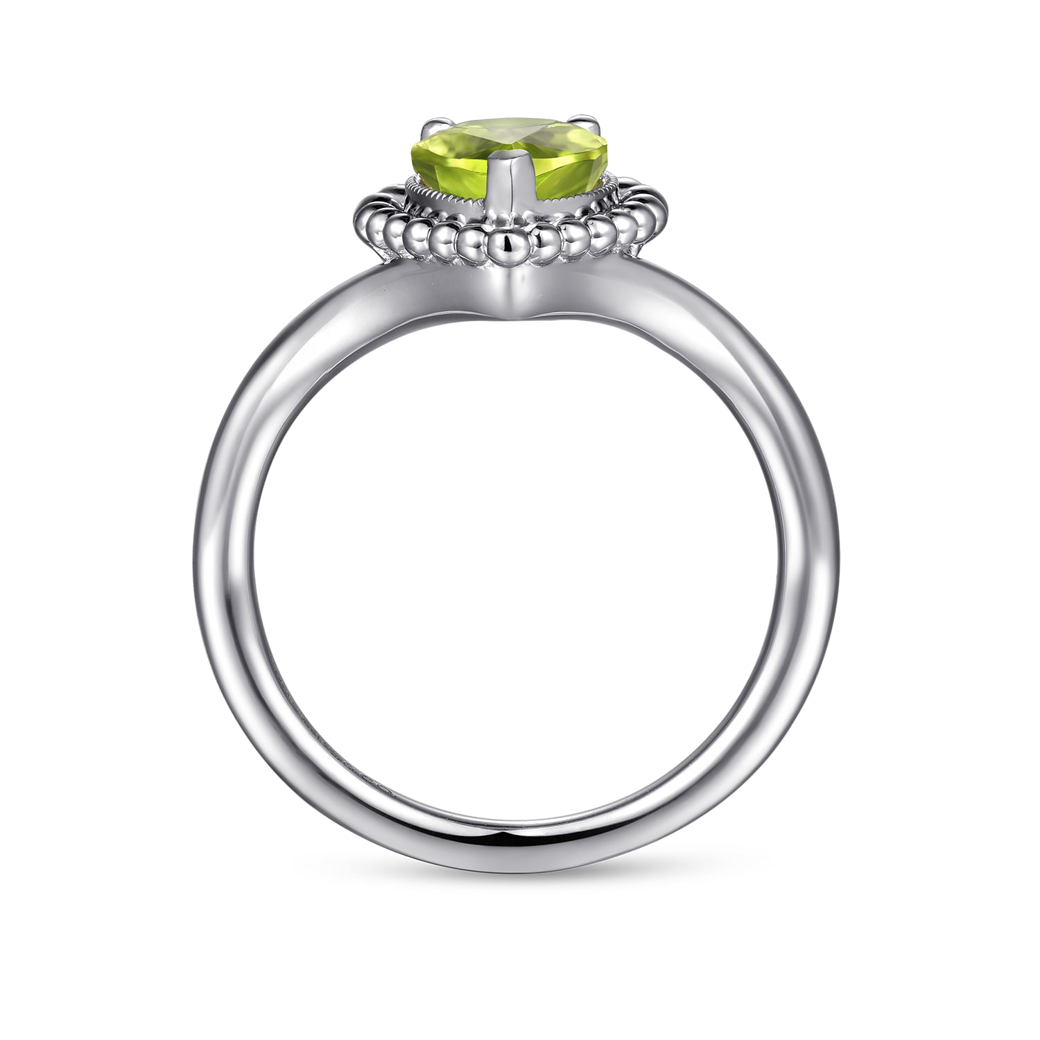 925 Sterling Silver Bujukan Peridot Chevron Ring