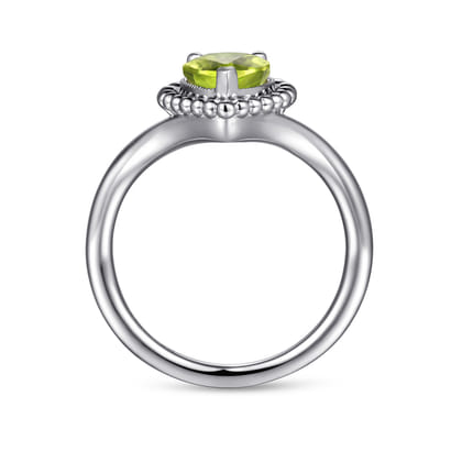 925 Sterling Silver Bujukan Peridot Chevron Ring