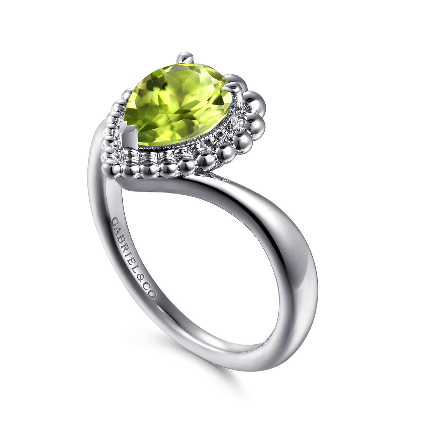925 Sterling Silver Bujukan Peridot Chevron Ring