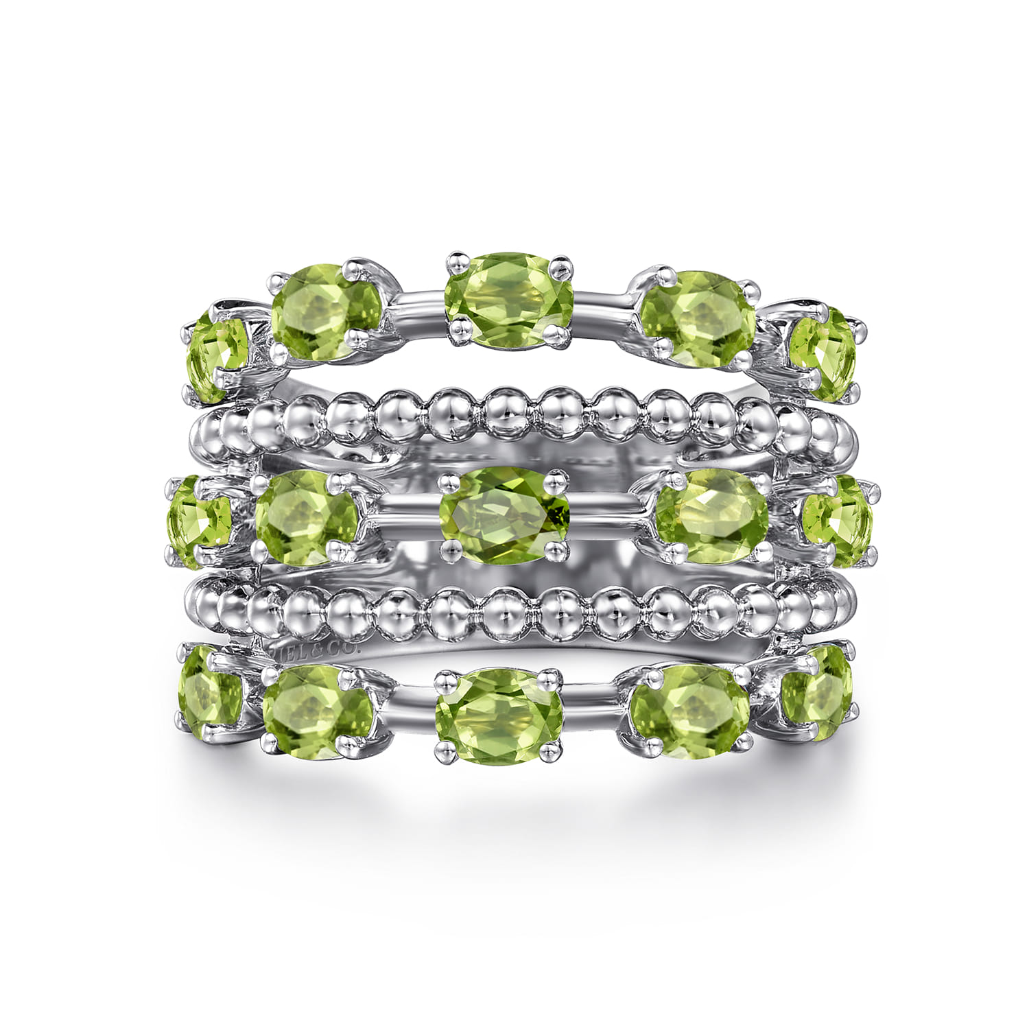 925 Sterling Silver Bujukan Peridot Easy Stackable Ring - Shot 1