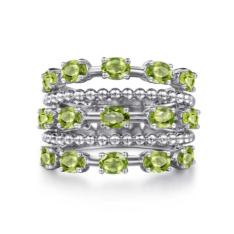 925 Sterling Silver Bujukan Peridot Easy Stackable Ring - Shot 1