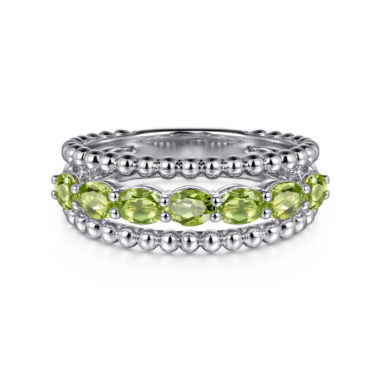 925 Sterling Silver Bujukan Peridot Easy Stackable Ring - Shot 1